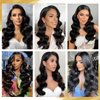 TESSHAIR 13x4 Body Wave Lace Front Wigs Human Hair Pre Plucked for Black Women, 180% Density Glueless HD Transparent Lace Front Wigs Human Hair Wig with Baby Hair (24 Inch)