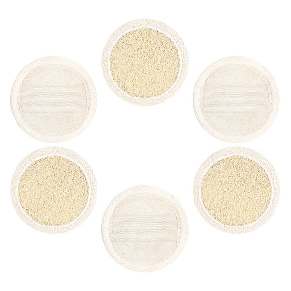 Face Loofah, 6 Pcs Natural Loofah Pad Scrubber for Exfoliate, Manual Face Deep Cleansing Makeup Remover Brush for Daily Cleansing Massage Pores and Clean Blackheads Without Hurting The Skin