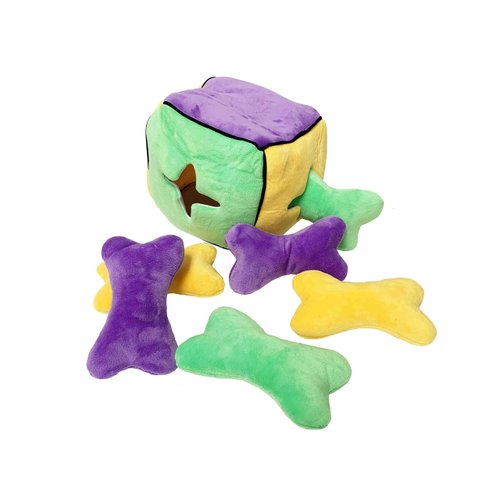 Midlee Plush Find a Bone Cube Dog Toy