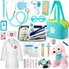 Doctor Kit for Toddlers 3-5 with Dog Toy 37 PCS Veterinarian Playset for Kids Doctors Play Set Pretend Play Doctor Set Vet Kit for Kids Medical Kit with Real Stethoscope Doctor Toys for Girls Age 3+
