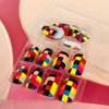 Vezocim Press on Nails Short Square-24Pcs Matte Full Cover Acrylic Square False Nails with Plaids Designs Artificial Extra Short Square Fake Nails with Glue Stick on Fingernails for Women Girls