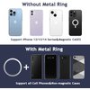 Rimyam Magnetic Phone Ring Holder for MagSafe Removable Finger Ring Grip Kickstand Cellphone Stand Mag Safe Accessories for iPhone16/15/14/13/12 Series Black