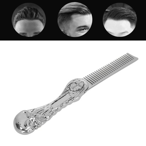 Foldable Hairstyling Brush Zinc Alloy Prevent Static Pocket Mini Men Oil Hair Comb Hairdressing Comb Portable Suitable for Home Hair Salon or Travel(Silver)