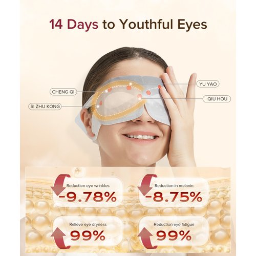 ZHENYEMEI 3D Self Heated Eye Mask for Dry Eyes with 100+ Soft Beads,Steam Eye Mask for Sleeping,Relaxation, Disposable, Spa, Travel Gifts for Women, Men 28 Packs