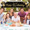 Happy 60th Birthday Banner Sign Gold Glitter 60 Years Birthday Party Decorations Supplies Anniversary Celebration Backdrop