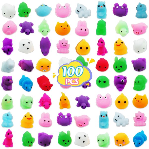 100 Pack Mochi Squishy Toy Mini Squishies Party Favors Fidget Toys for Kids Adults,Goodie Bag Stuffers Birthday Gifts,ADHD Stress Relief Sensory Toys,Canival Treasure Box Toys for Classroom Prizes