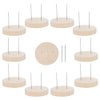 FREEBLOSS 10pcs Double Steel Needle Crochet Doll Stand Steel Needle Doll Stands Needle Felting Doll Display Holders with Wooden Base for Crochet Dolls Felting Animal Dolls