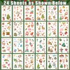 Partywind 24 Sheets Glitter Christmas Temporary Tattoos, 360 Styles Christmas Kids Stocking Stuffers for Party Supplies Favors, Surprise Christmas Countdown Calendar Goodie Bag Fillers