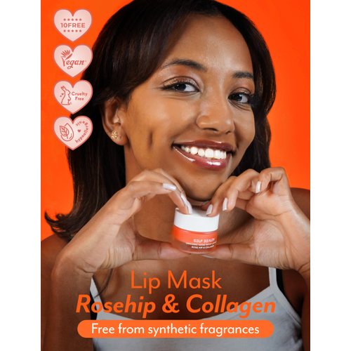 SelfBeauty Lip Mask - Rosehip & Collagen, Vegan Lip Balm, Lip Moisturizer, Overnight Hydrating Lip Treatment with Collagen Peptide, Lip Scrub Exfoliator Intensive Lip Repair, 0.51fl.oz