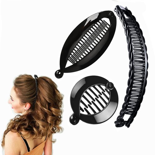 3PCS Banana Clips Hair, Banana Clip Clincher Combs for Thick Hair, Vintage Fishtail Fish Shape Comb, Curly Lady Ponytail Bun Holder Jaw Clamp Retro Accessory Set for Women Girls