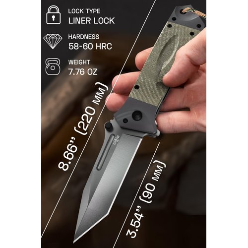 Grand Way Pocket Knife Spring Assisted Knife - Folding Tactical Knives Japanese Tanto Blade Knives - Best for Camping Hiking EDC Work Knife Birthday Christmas Gifts for Men 6688
