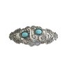 Small blue stone silver tone metal flower western hair clip barrette thin hair