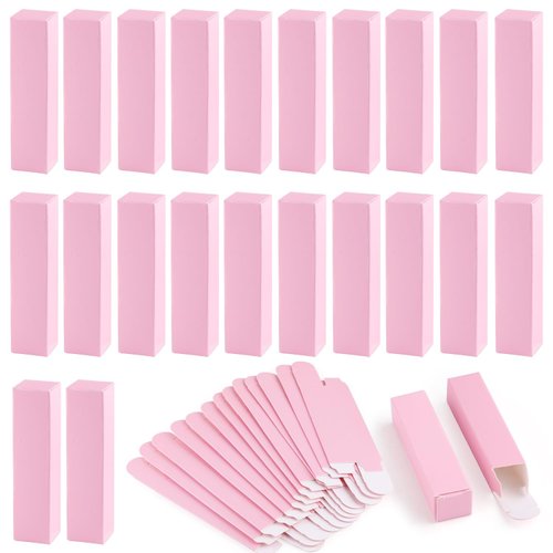 100 Pack 0.78 * 0.78 * 3.34 inch Kraft Paper Lipstick Box Rectangle Lip Balm Kraft Boxes Essence Oil Bottle Packaging Organzier for Makeup Sample Tube Storage DIY Gifts - Pink