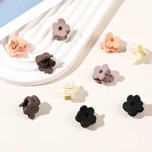 Ivyu Small Claw Hair Clips for Women Girls - 10 Pcs Mini Flower Hair Clips Tiny Claw Clips for Thin Hair Strong Hold Cute Jaw Clip Nonslip Hair Styling Accessories