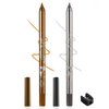 Gold Silver Colored Gel Eyeliner Pencil-2Pcs Multi-Use Glitter Gel Eye Liner Eyeshadow Pen,Long Lasting Waterproof Smudgeproof Water Line Pencil,Professional Eye Makeup for Women with Sharpener-04+05
