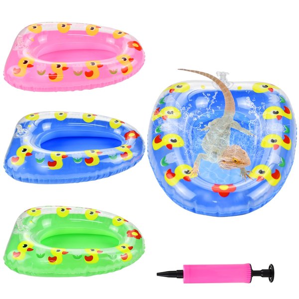 CooShou Lizard Bath Float Bath hub Toys with Inflatable Needle Beard Dragon Swim Interactive Inflatable Toys Set in 3 Colors for Lizard Gorky Hamster Most of Small Animals (3Pcs)