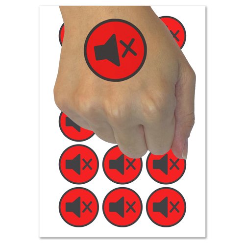Muted No Audio Speaker Symbol Temporary Tattoo Water Resistant Fake Body Art Set Collection - 54 1" Tattoos (1 Sheet)