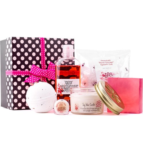 Bath Luxury Spa Gift Set For Women - Natural Bath Bombs, Organic Shea Butter Soap, Soy Wax Candle, Bath Salt and Shower Gel -Best Gift Box for Women, Mother, Mom, Girls, Her