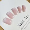Ombre Press on Nails Short Square Fake Nails French Tip False Nails with Designs White Pink Gradient Glue on Nails Glossy Acrylic Stick on Nails Nude Artificial Nails for Women Manicure 24Pcs