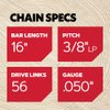 Oregon S56 AdvanceCut Chainsaw Chain for 16-Inch Bar, 56 Drive Links, Low-kickback chain, fits Makita, Echo, Husqvarna, Wen and more Grey