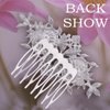 Wedding Bride Hair Comb Crystal Rhinestone Headpiece Pearl Bridal Hairpieces Sparkly Flower Bridesmaid Hair Combs Side Combs Hair Accessories for Women (Silver)