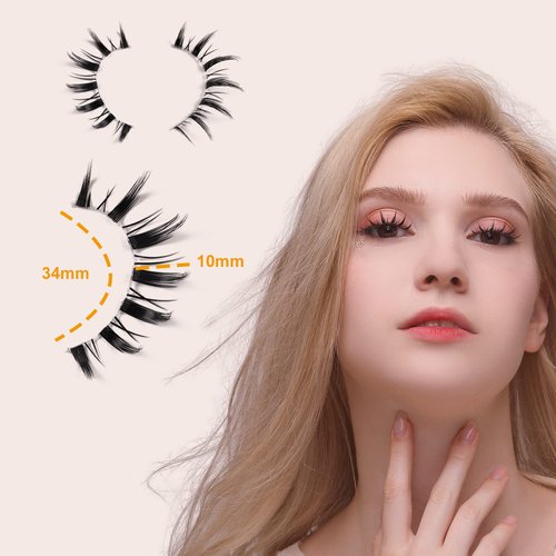 Anime Lashes Clear Band Spiky Lash Wispy Natural Look Japanese Asian Cosplay Manga Fake Eyelashes Individual Cluster 12 Pairs by INMISS