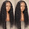 USUKUSI Hair Wigs 28-Inch-Deep Wave Lace Front Wig for Black Women 4x4 HD Lace Frontal Closure Wigs Natural Color Human Hair Wigs Pre-Plucked 150% Density Glue Less Wigs Human Hair