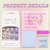 MABKJLF Press on Nails Short Square Flower Fake Nails Purple Full Cover False Nails with Flower Designs Glossy False Nails with Nail Glue Artificial Acrylic Nails for Women Girls 24 Pcs