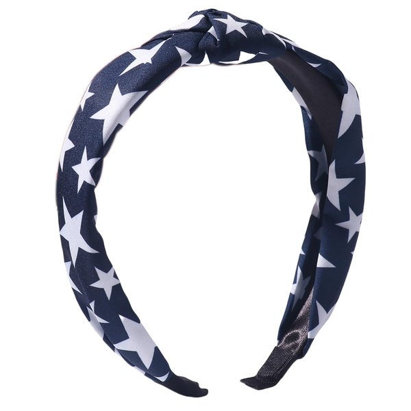 BELSITA 4th of July Headband Patriotic Hair Accessories for Women Girls White Stars Blue Hair Band Non Slip Wide Knotted Independence Day Head Band 1 Pcs