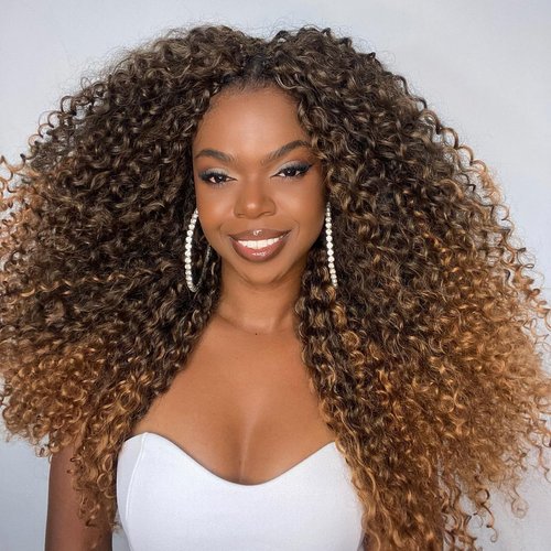 Hanne Fashion Afro Kinky Curly Crochet Hair Jerry Curl Braiding Hair Extensions for Black Women 6...