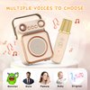 Qoosea Mini Karaoke Machine with 2 Wireless Microphones Portable Bluetooth Microphone with Speaker for Kids and Adults Speaker with Light Birthday Gifts for Girls Ages 4~12+ Years Old (Beige)