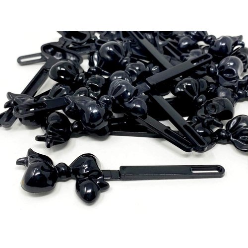 Tara Girls Super Cute Self Hinge Plastic Mulit Design Hair Barrettes Selection. 20 pc Bow shape (black).