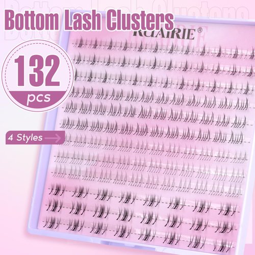 Bottom Lash Clusters Eyelash Extensions 132pcs Natural Eyelash Clusters Lash Extensions 4 Styles Wispy Individual Lashes by Ruairie