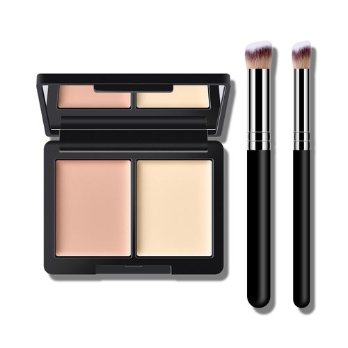 KYDA 2 Colors Face Concealer Palette Kit, Color Correcting and Concealer Makeup, High Coverage for Dark Circles, Spots and Puffiness, Color Correcting Cream, Face Corrector for All Skin, #Light Beige