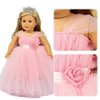 HWD Girls Doll Clothes and Accessories, Princess Costume, Wedding Dress, Party Gown Dress for 18 inch Dolls (Pink)