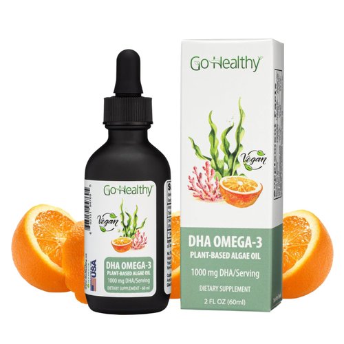 Go Healthy DHA Omega 3 Supplement Liquid Drops for Kids, Children, Infants &amp; Adults - Vegan Omega...