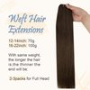 Easyouth Weft Hair Extensions Human Hair Chocolate Brown Hair Weft Extensions Real Human Hair Dark Brown Weft Hair Extensions Sew in Hair Extensions Real Human Hair 12inch 70g