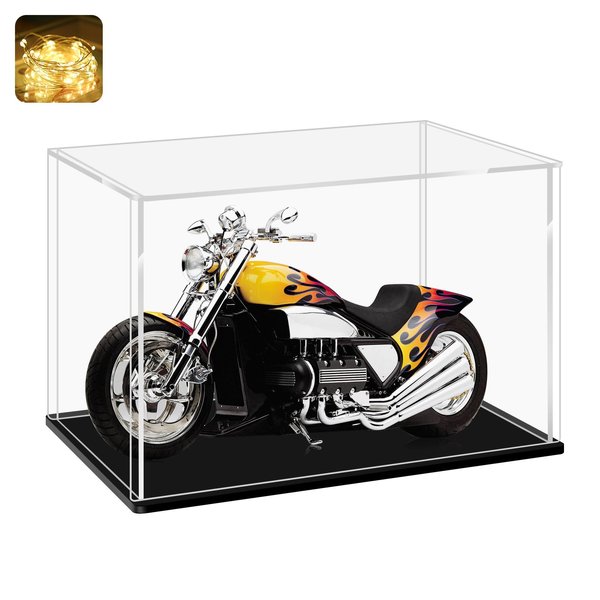 LANSCOERY Clear Acrylic Display Case, Assemble Small Display Box Stand with Black Base, Dustproof Protection Showcase for Collectibles Memorabilia Figurines (6x4x4inch; 15x10x10cm)
