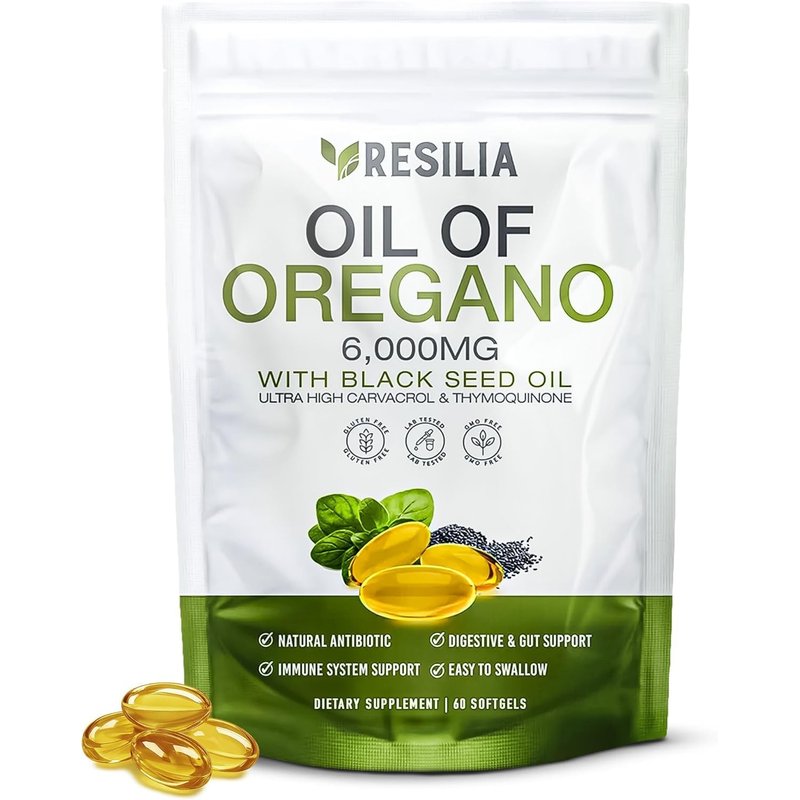 Resilia Oil Of Oregano Softgels with Black Seed Oil 6000mg – Organic Oregano Oil Capsules for Imm...