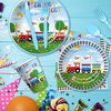 APOWBLS Train Birthday Plates And Napkins Party Supplies Dinnerware, Train Birthday Decorations, Plate, Cup, Napkin, Fork, Train Theme Chugga Choo Party Supplies For 1st 2nd 3rd Birthday | 24 Guests