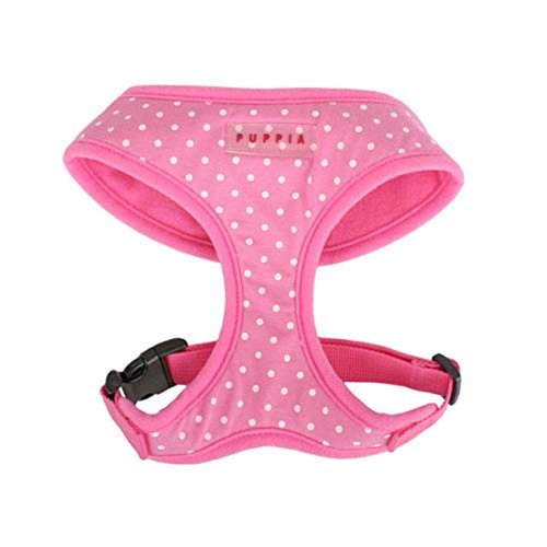 Puppia Dotty Dog Harness Over-The-Head No Pull No Choke Walking Training Adjustable for Small & Medium Dog, Medium, Pink