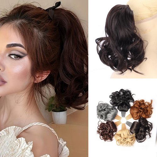 MARYLING Short Ponytail Extension Comb Clip Drawstring Wavy Ponytail Hair Extensions Soft Synthetic Thick Clip on Pony Tails Hairpieces for Women (33#)…