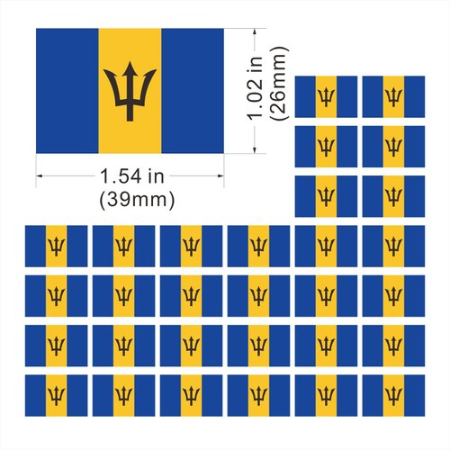 Womaha 30 Sheets Barbadian Flag Temporary Tattoos Fans Face Tattoo Stickers for Adults Kids Group Activity Props