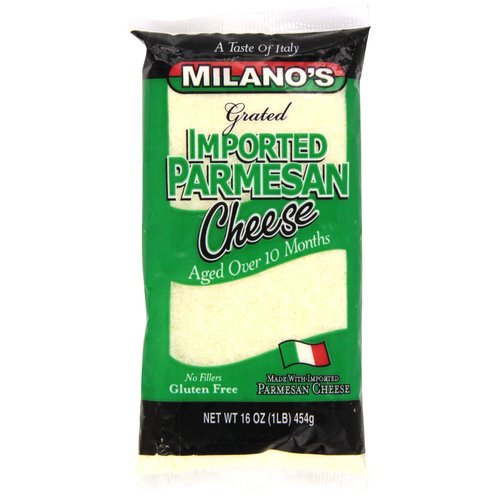 Milano's Parmesan Cheese Bags, Imported Grated, 16 Ounce