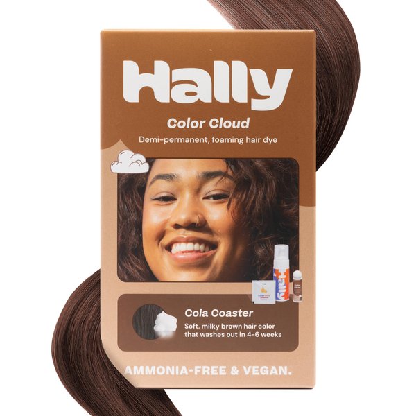 Hally Hair Color Cloud Hair Dye (Cola Coaster) - Demi-Permanent Foam Hair Color for Women & Men - Mess-Free & Long-Lasting Hair Dye Kit, Hair Coloring Products Wash Out in 4-6 Weeks, Vegan