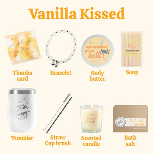 Gifts for Women BODY & EARTH Birthday Gifts for Women, Vanilla Spa Gifts for Women, 6pcs Relaxation Gifts for Women, Self Care Gifts for Women