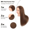 ZOMOI Mannequin Head with 100% Real Human Hair, Cosmetology Mannequin Doll Head for Styling Hairdresser Practice Training Head (Brown)