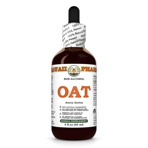 Oat Alcohol-Free Liquid Extract, Oat (Avena Sativa) Dried Grain Glycerite Natural Herbal Supplement, Hawaii Pharm, USA 2 fl.oz
