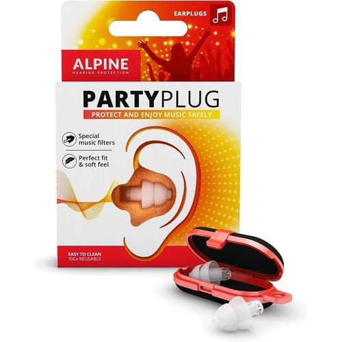 Alpine PartyPlug Concert Ear Plugs - Noise Reduction Ear Plugs for Party, Concert, Festival and Music - 19dB - 1 Pair Reusable Soft Invisible Earplugs