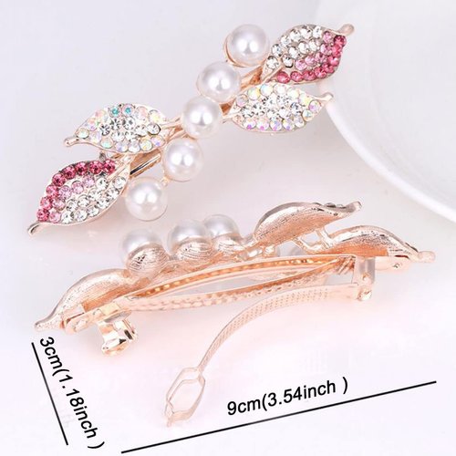 FZBNSRKO Hair Barrettes for Women, 5 Pack - Hair Clip Barrettes with Imitation Diamond, Pearl, Rhinestone, and Flower - Exquisite Hair Accessories for Girls Women (Random Color)